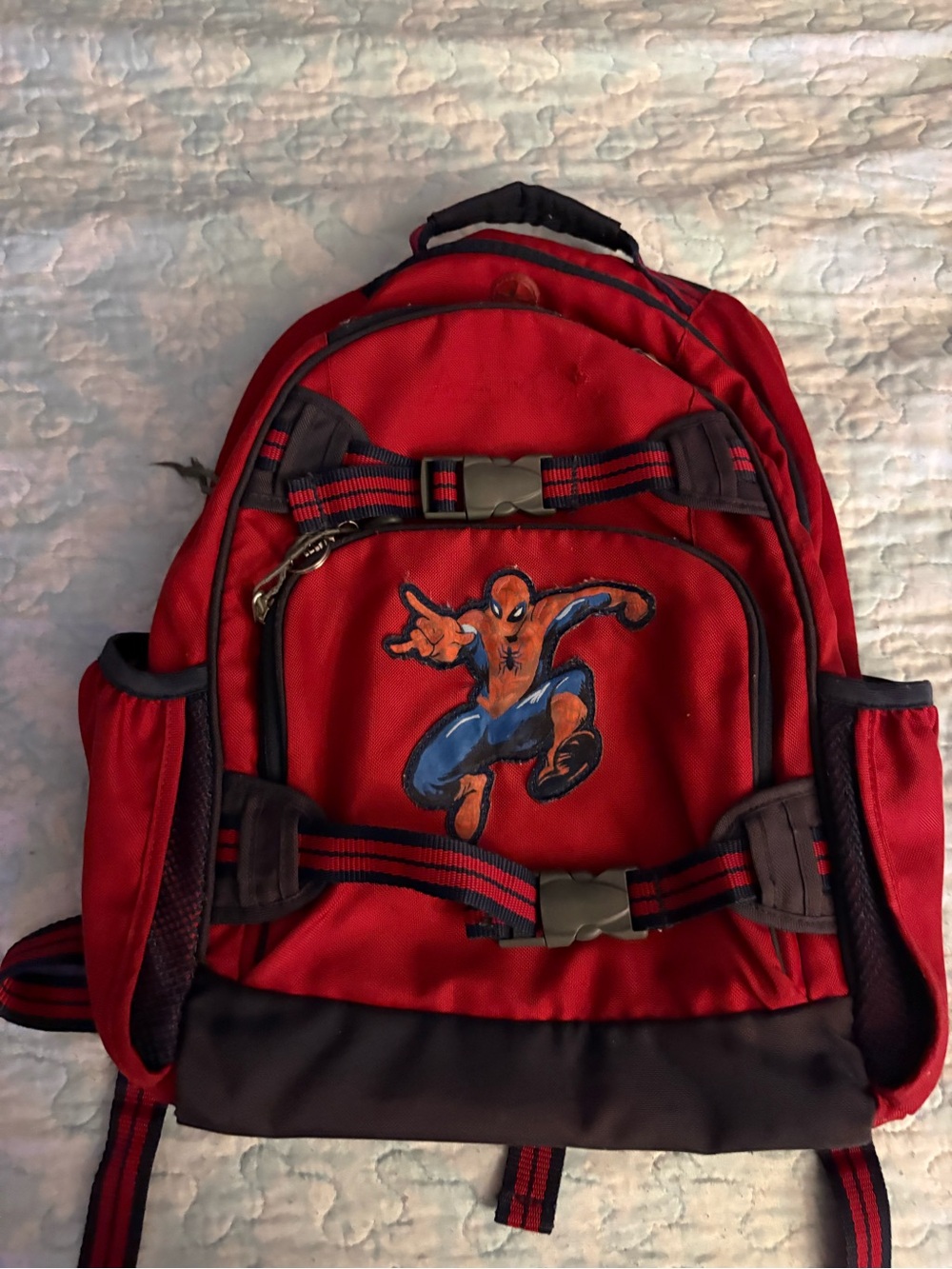 Pottery Barn Kids Red and Blue Spider-Print Backpack